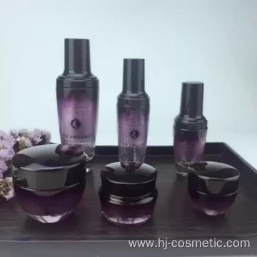 wholesales High-grade round Gradient purple cosmetics electroplating glass bottle/jars with good price